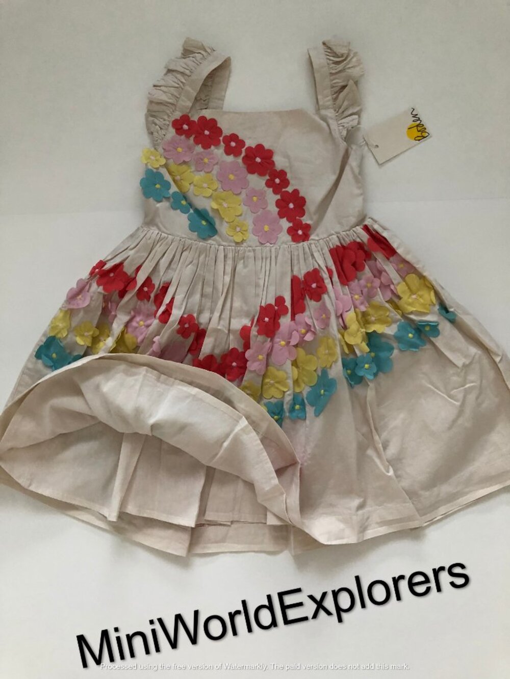 NWT Mini Boden Flutter Flower Rainbow Dress - Picture 6 of 8